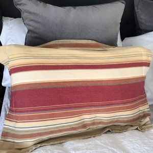 Pottery Barn Serape Stripe Pillow Sham Standard Red, Gold, Tan Linen Cotton